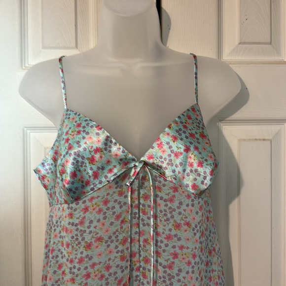 Victoria's Secret Vintage 1990s Y2K Blue Floral Open Front Satin Cami Top Medium - Picture 5 of 16